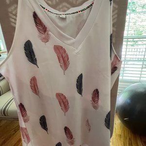 Sleeveless Feather Accented Blouse